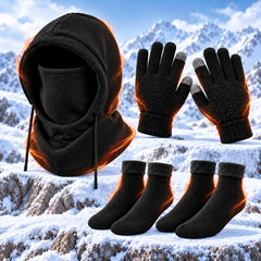 🧣❄️ Set de 4 Piezas de Invierno para Hombre y Mujer | Gorro, Guantes, Calcetines y Mascarilla de Cuello | Térmico, Afelpado y Cortavientos 🧤