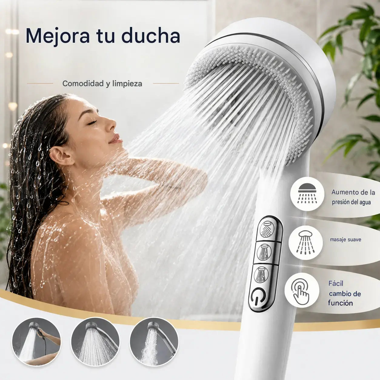 🚿🛁 Potente cabezal de ducha, juego de cabezal de ducha para el baño