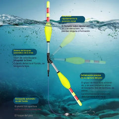 Flotador automático de profundidad ajustable con excelente visibilidad nocturna. ¡Cambia de color al instante cuando pica un pez! ¡No te pierdas ni un solo lugar de pesca!