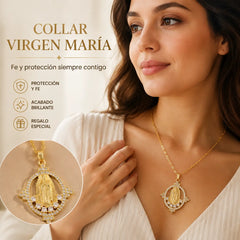 【🔥2 piezas】🙏Collar con colgante de la Virgen María: un elegante collar con temática religiosa, engastado con deslumbrantes circonitas cúbicas.