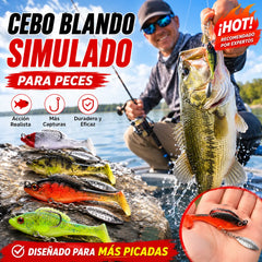 🔥【Juego de 6 piezas-6 colores】🐟Cebo blando para peces/señuelo artificial, para lanzamiento a larga distancia, antienganches, con cola en T y peso de plomo.