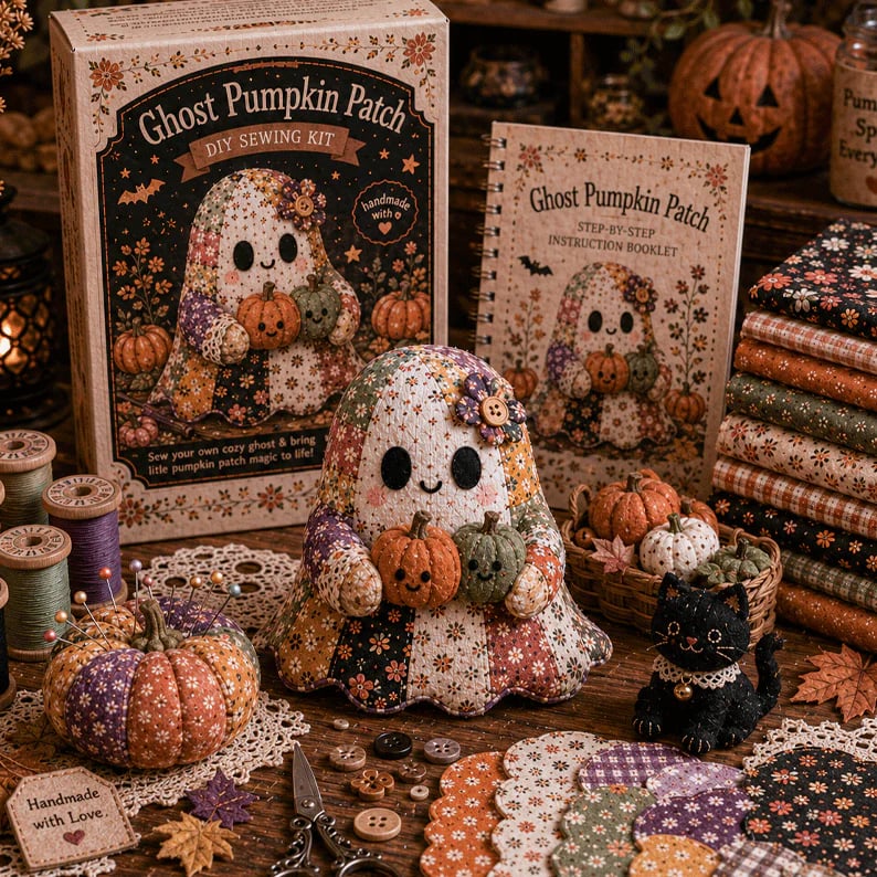 🔥Último día con 50% de descuento - 👻Set de patchwork DIY Little Ghost