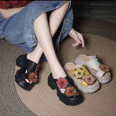 Sandalias de cuero con plataforma vintage