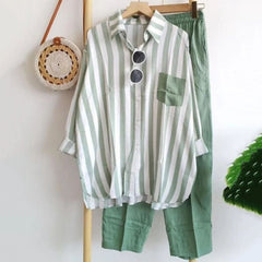 【S-5XL】 🌸Traje casual de dos piezas a rayas de primavera