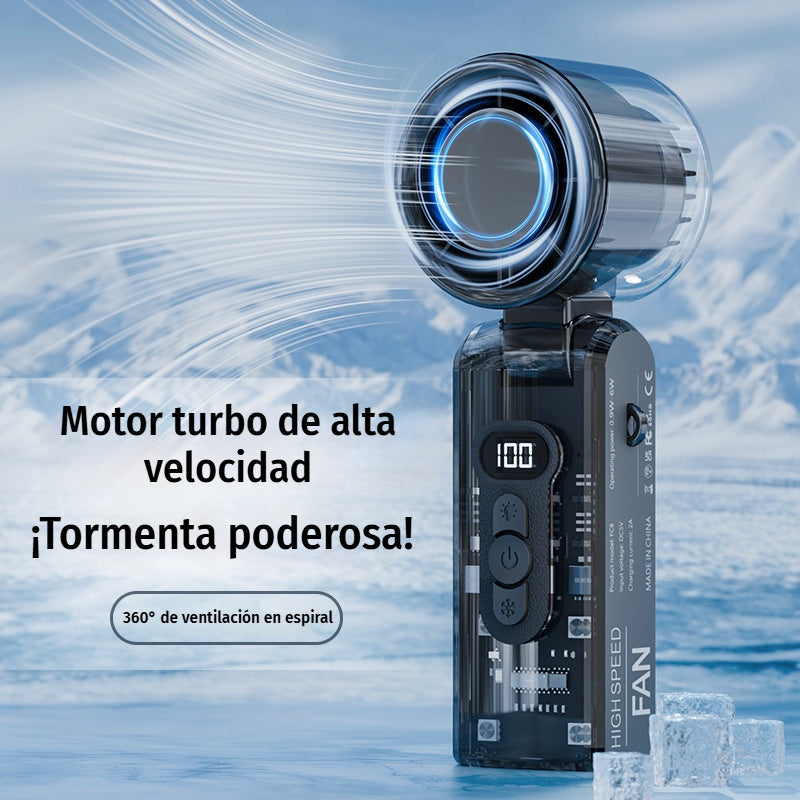 ❄️🌀 Ventilador de mano plegable 3 en 1 – control de velocidad de 100 niveles y refrigeración turbo de 13.000 RPM 🔋 Batería de 1800 mAh, linterna LED + SOS para viajes y camping 🌲🏕️