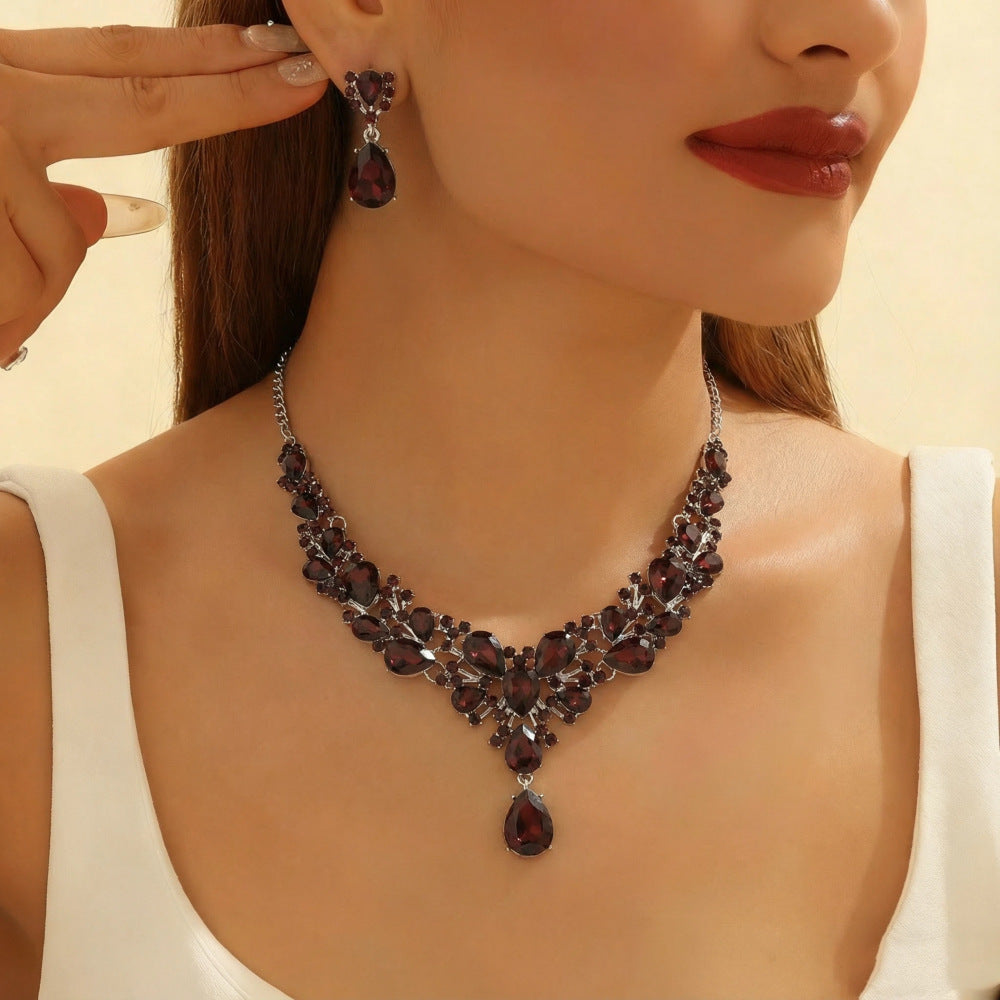 ✨【Ogrlica + naušnice】💖💎Novi set šarene ogrlice i naušnica od kubnog cirkona.