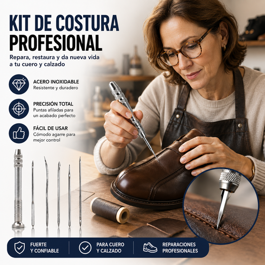 🧵【Compra 1 y recibe 1 gratis】👞 Set de Agujas de Costura Intercambiables 5 en 1 – Kit Profesional para Reparación de Zapatos y Manualidades en Cuero 🛠️✨