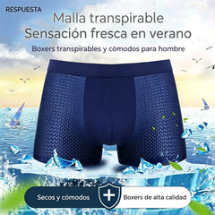 🔥【4 piezas】🧊Calzoncillos bóxer de malla transpirable y cómodos para hombre