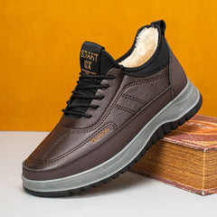 【39-45】Zapatos deportivos casuales de invierno impermeables de cuero genuino para hombre, suela de terciopelo suave, nuevo estilo