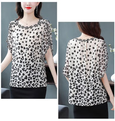 💕🥰【L-5XL】 2025 nueva camisa de gasa floral de moda para mujer