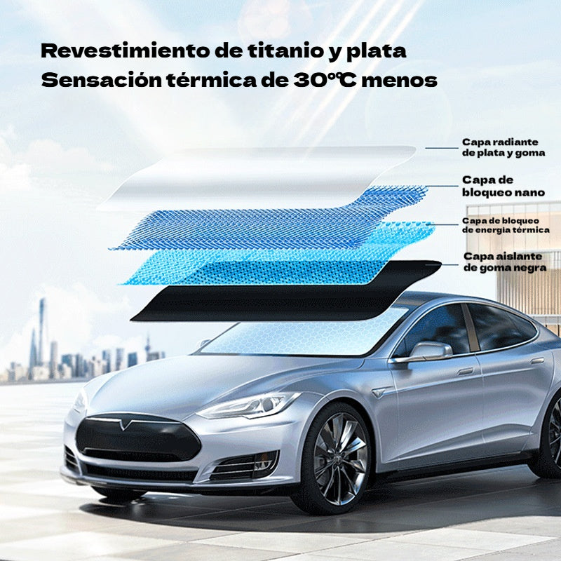 Parasol especial aislante térmico y protector solar para parabrisas de automóviles.