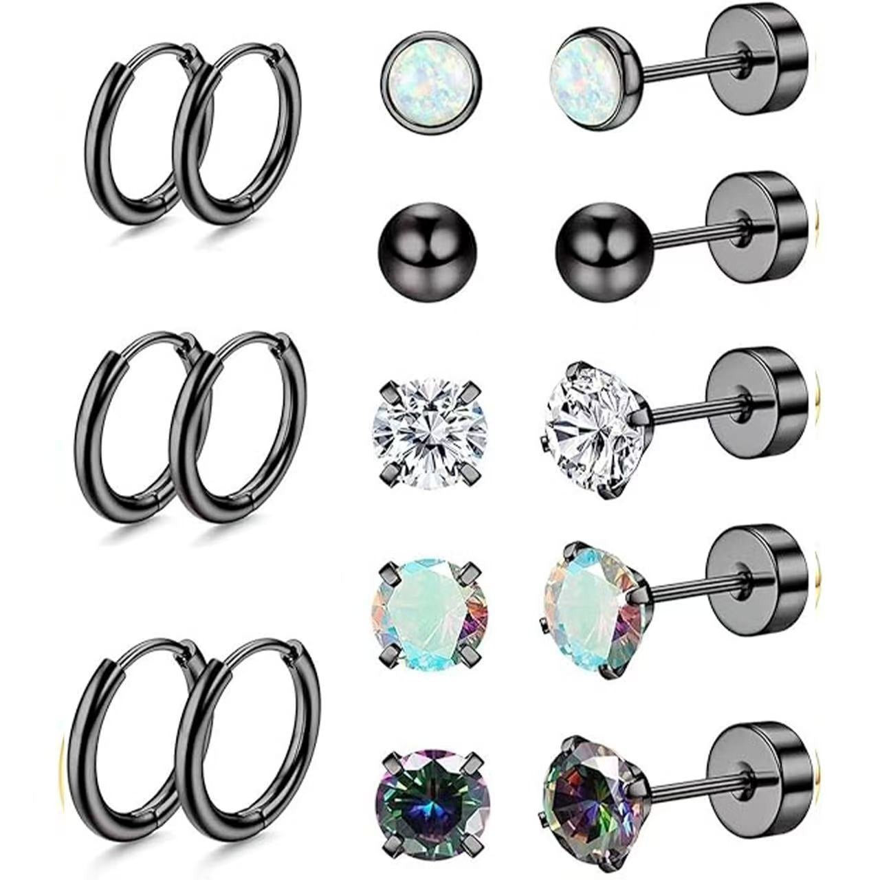 ✨【8 Pares】Pendientes de Acero Quirúrgico Hipoalergénicos – Cómodos, Elegantes y Perfectos para Uso Diario 💎