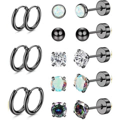 ✨【8 Pares】Pendientes de Acero Quirúrgico Hipoalergénicos – Cómodos, Elegantes y Perfectos para Uso Diario 💎