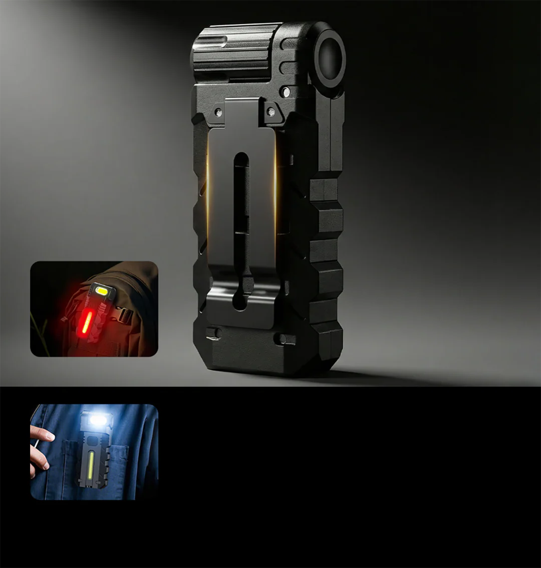 🔦✨ Luz de Trabajo LED de Bolsillo Multifunción 1500LM 🏕 Linterna Plana Recargable USB-C | RGB Ambiental | Resistente al Agua IP68