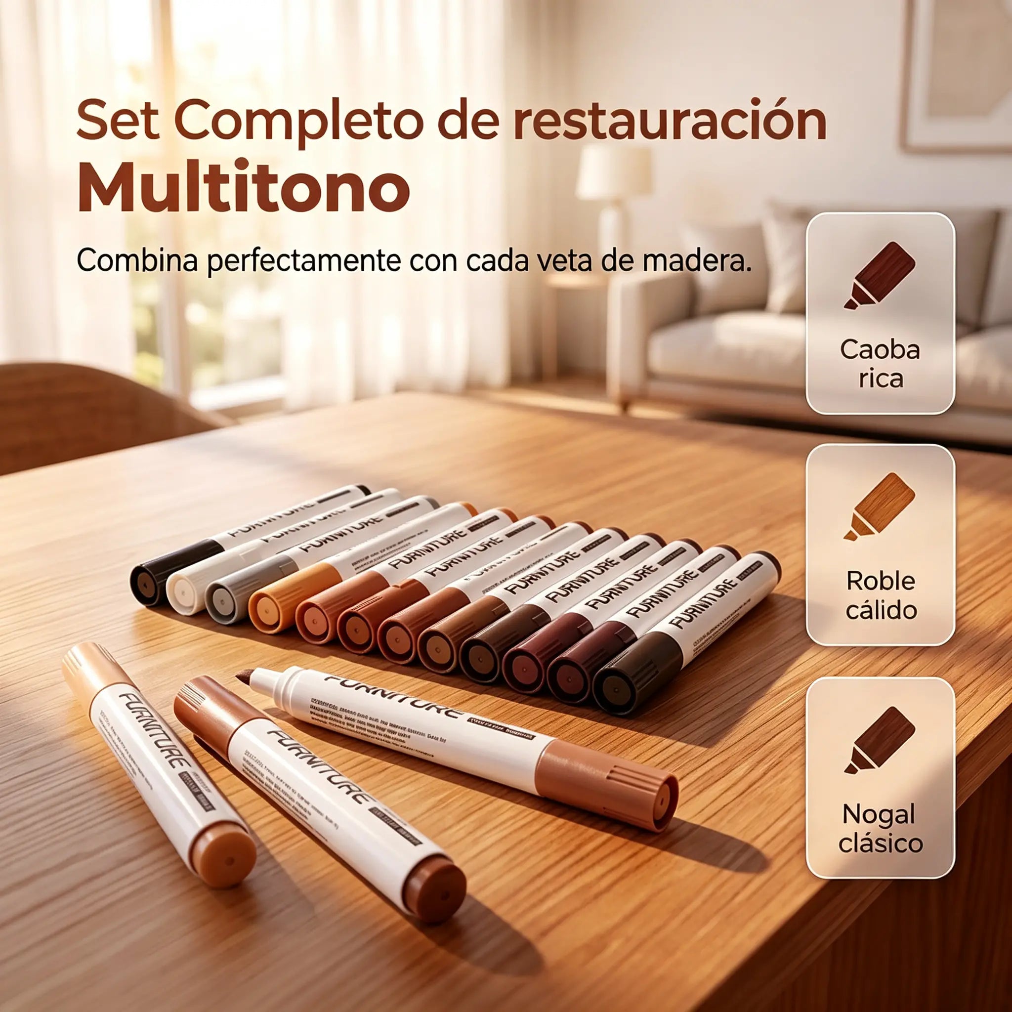 ✨【¡Compra 1 y llévate 1 gratis!】🖌️Lápiz Retocador de Muebles y Madera – Repara Rayones, Bordes y Desgastes al Instante🛠️