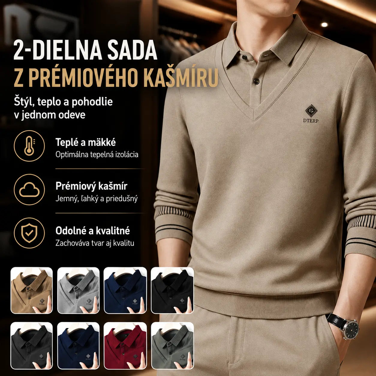 👔Predaj na konci roka🔥【M-4XL】Mužský prémiový kašmírový dvojdielny teplý top všetko v jednom