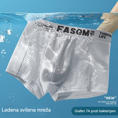 【Kupite 3, dobite 3 gratis】Moške boksarice iz ledeno modre svile