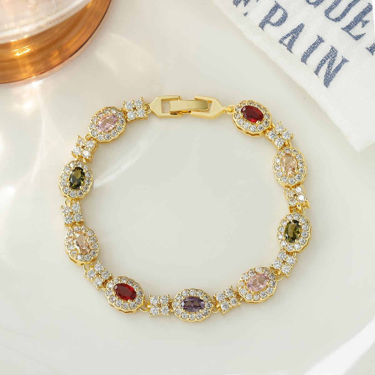 💖✨Nueva pulsera de oro de 18 quilates con piedras de colores