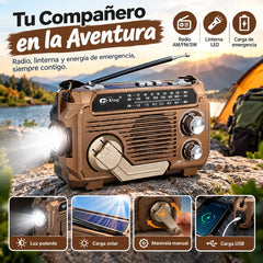 🔦 Radio de emergencia portátil con carga manual y luz LED