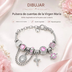 ✨Pulsera de cuentas de la Virgen María - Cadena de hueso de serpiente bicolor en oro y plata
