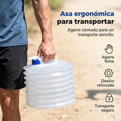 💧🚰 Contenedor de agua plegable con grifo – 5 litros de capacidad, compacto y práctico, ideal para acampar 🏕️✨