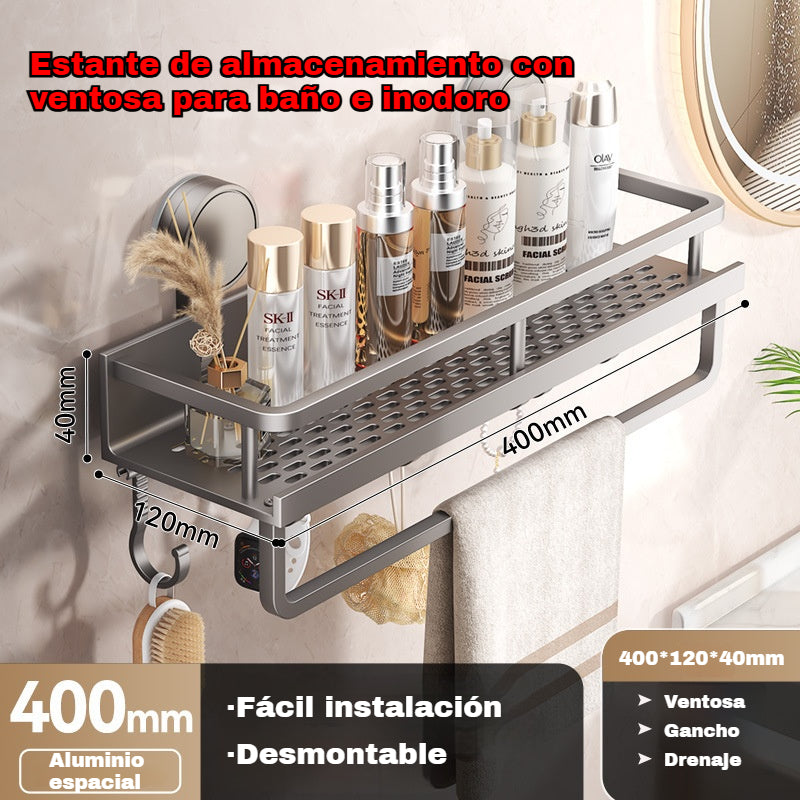 🔥【400*120*40mm】Estante de almacenamiento con ventosa para baño e inodoro: no requiere taladrar