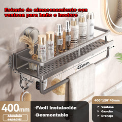 🔥【400*120*40mm】Estante de almacenamiento con ventosa para baño e inodoro: no requiere taladrar