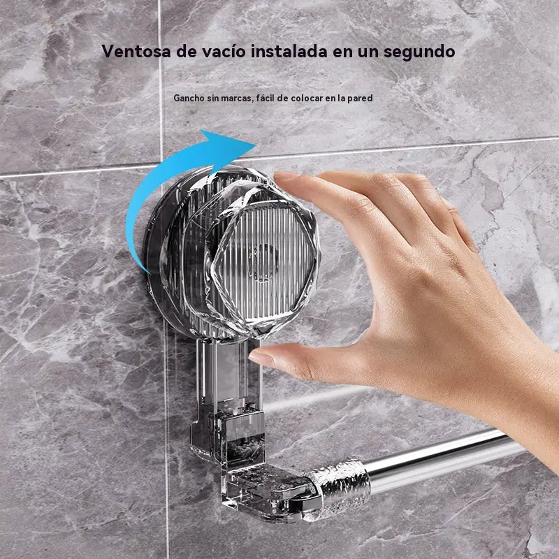 🚿✨ Barra de toalla con ventosa ajustable: no requiere perforar, no daña y tiene un agarre cómodo.