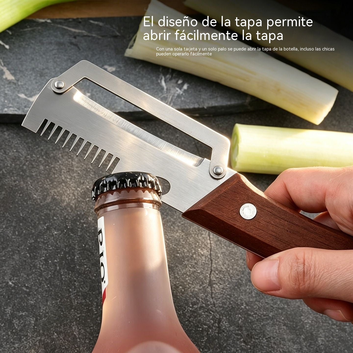 🔥Compre 1 y obtenga 1 gratis（2 piezas）🧅🔪 Pelador de cocina multifuncional 3 en 1: ¡Pela, corta y abre botellas! 🔥