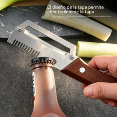 🔥Compre 1 y obtenga 1 gratis（2 piezas）🧅🔪 Pelador de cocina multifuncional 3 en 1: ¡Pela, corta y abre botellas! 🔥