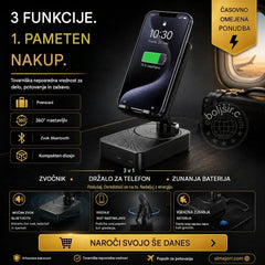 🔥 3 v 1: Bluetooth zvočnik + polnilnik + 360° stojalo za mobilni telefon 📱🔊⚡