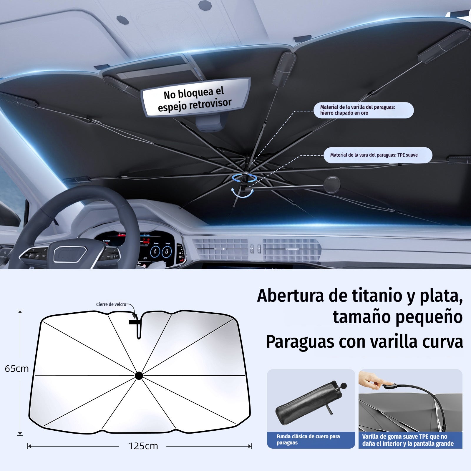 🚗 Paraguas Parasol para Parabrisas de Coche ☀️ Aislamiento Térmico | Cobertura Total | Plegable