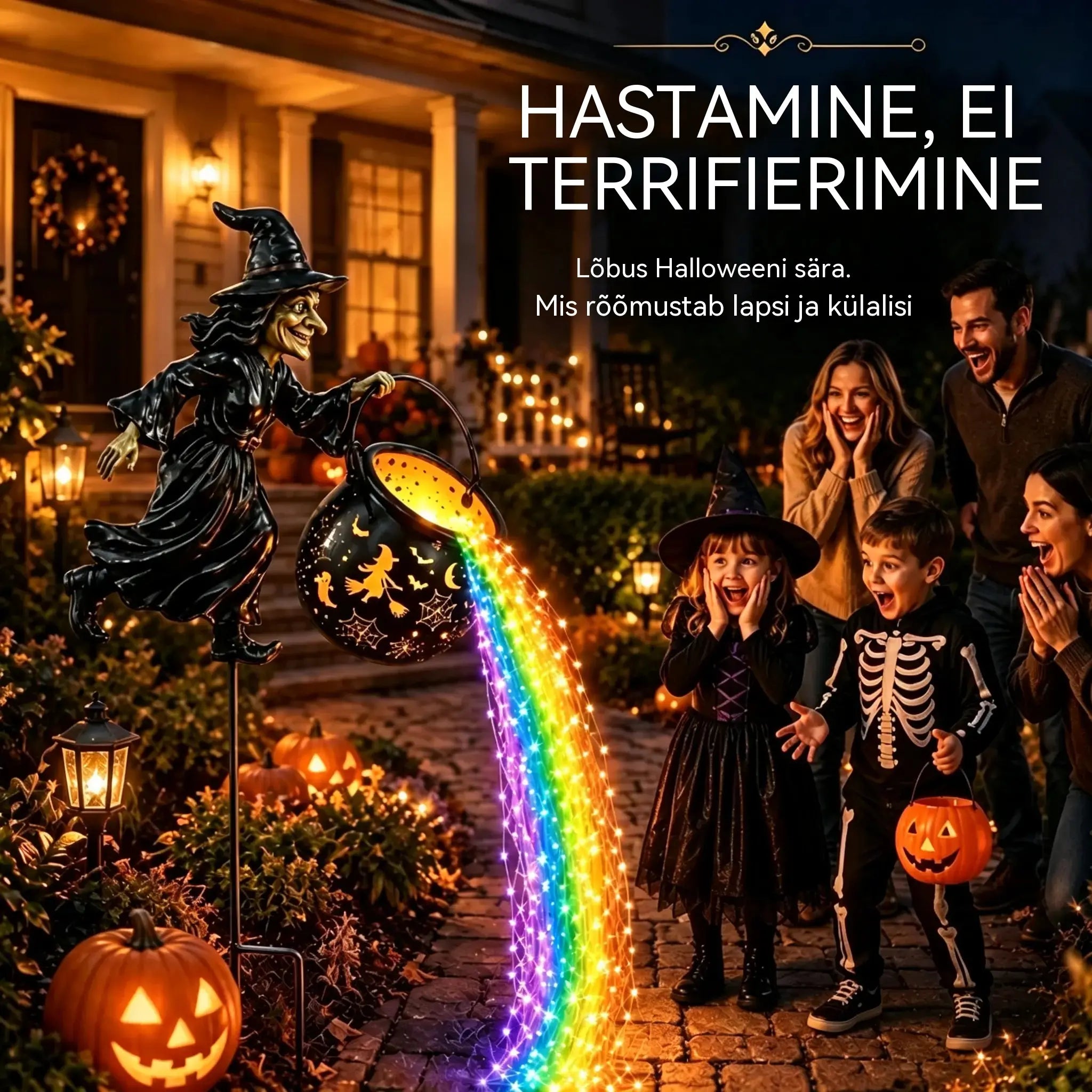 🧙‍♀️🎃 Nõiakatla aialamp LED-valgusega – vapustavad õuekaunistused 🔮✨
