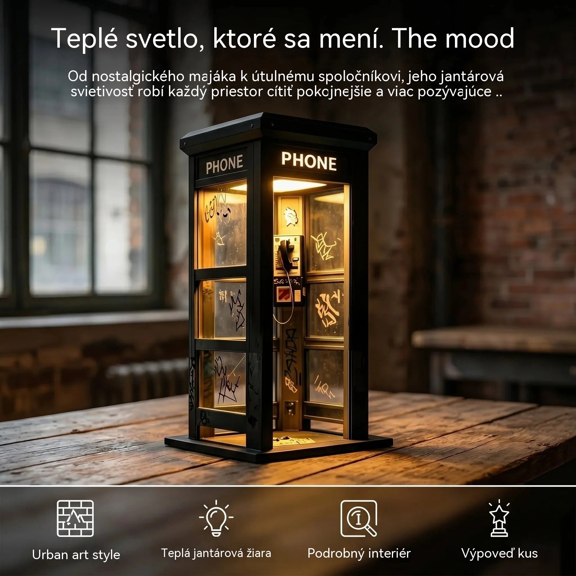 ✨⏰ Limitovaná edícia retro ambientného osvetlenia v tvare telefónnej búdky: Nostalgický dizajn, ktorý vytvára hrejivú a príjemnú atmosféru.💡📞