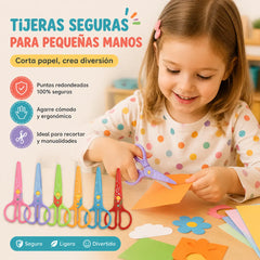 🥰【6 piezas - 6 formas diferentes】✂️🌈Tijeras de seguridad para niños (para proyectos de bricolaje)