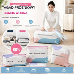 【Zestaw 5 sztuk】 Duży, kompresyjny worek próżniowy: Nie wymaga pompki, jest szczelny i idealny do oszczędzania miejsca w walizkach oraz w domu ✈️