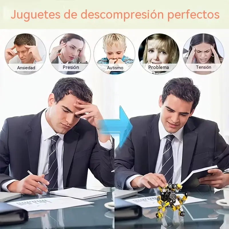 🔥✨Nuevo fidget spinner, robot giratorio transformable, juguete antiestrés