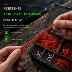 📢📢¡50% de descuento! 【Paquete de 100】⏰ Cebo suave realista con forma de lombriz de tierra, cebo artificial con sabor a camarón, apto para uso en agua dulce y salada.