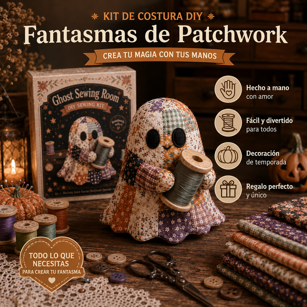 🔥Último día con 50% de descuento - 👻Set de patchwork DIY Little Ghost