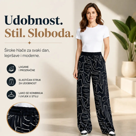 👖Ženske hlače visokog struka od ledeno svile – široki kroj, plus veličine 40-100 kg – prozračne hlače širokih nogavica za ljeto