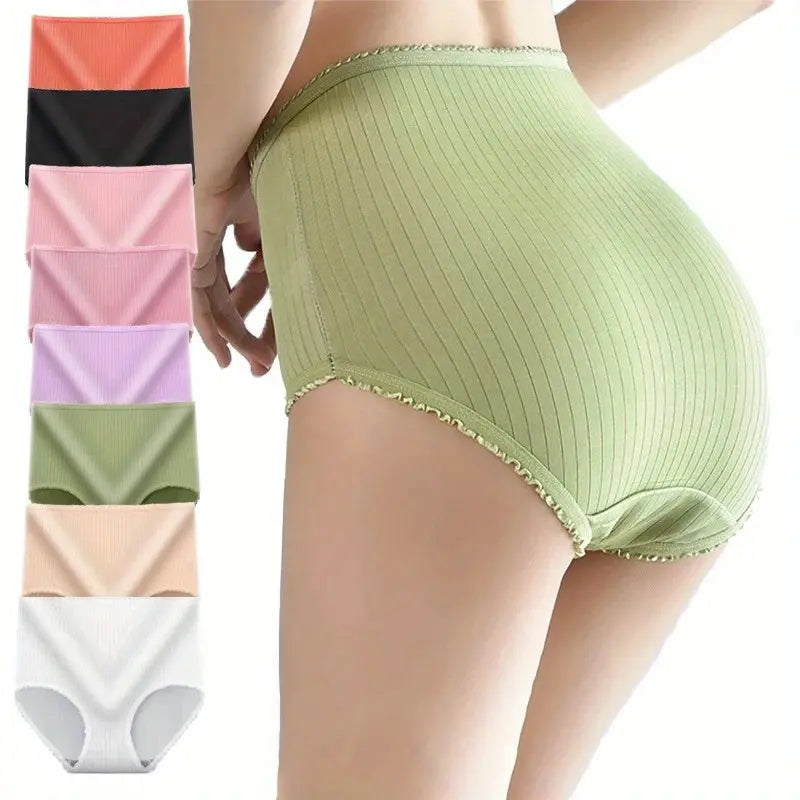 🔥Compra 4 y llévate 4 gratis (8 artículos) 【M-2XL】Bragas impermeables antibacterianas de cintura alta para mujer de talla grande
