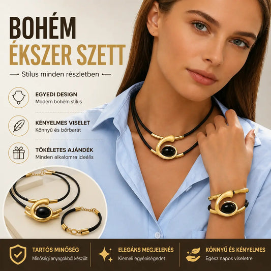 ✨🔥【Vásárolj egyet, kapsz egyet ingyen】Bohém stílusú drágaköves nyaklánc + karkötő szett
