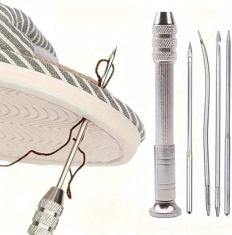 🧵【Kupite 1, dobijte 1 gratis: 2 seta】👞 Set 5 u 1 s izmjenjivim iglama za šivanje - Profesionalni komplet za popravak obuće i obradu kože 🛠️✨