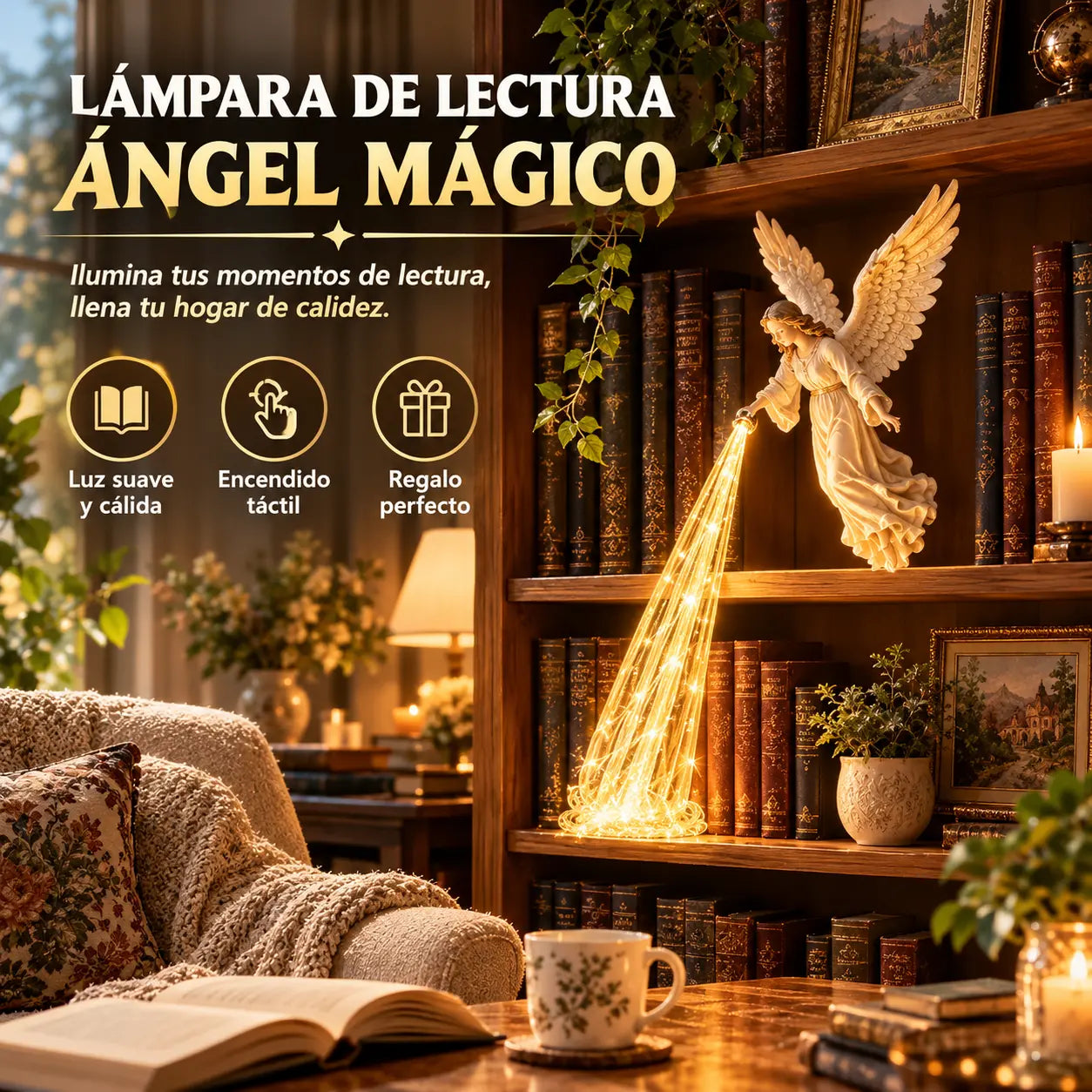 🎃🔥 Luz LED decorativa de ángel 3D | Decoración de estantería iluminada de fantasía