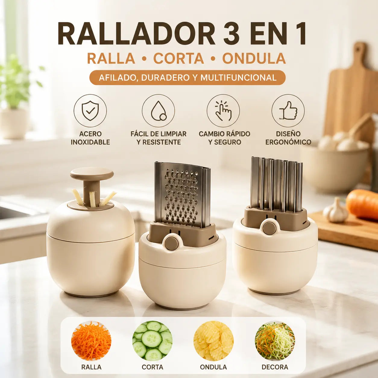【Compra 1 y llévate 1 gratis】2 piezas 29 euro🥕Utensilios de cocina todo en uno para frutas y verduras
