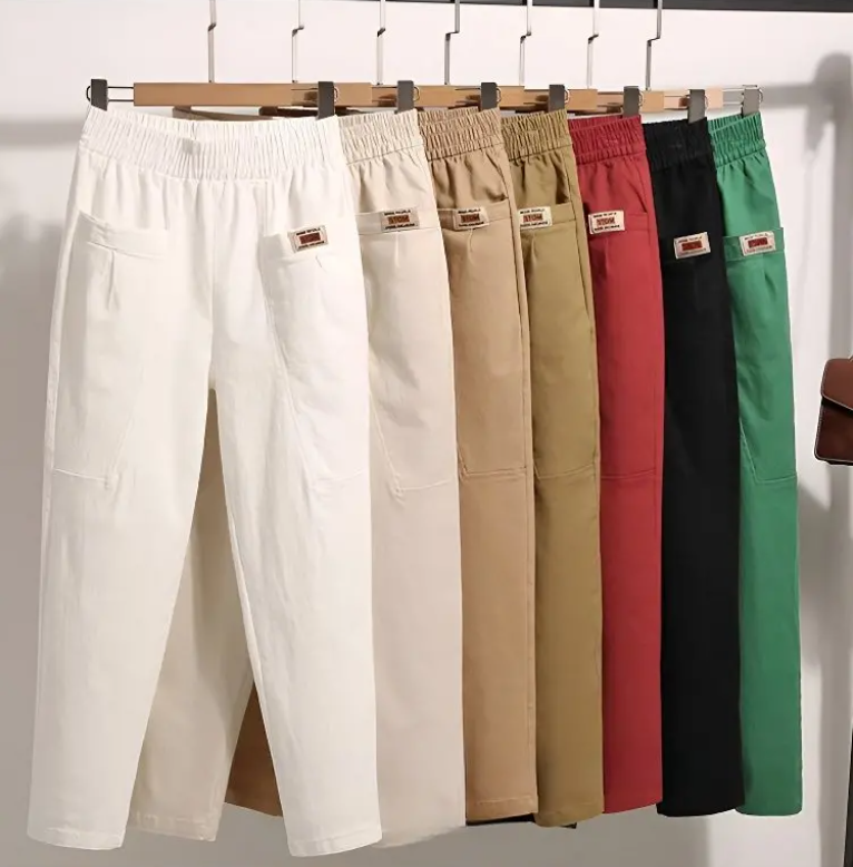 🔥【Ofertas especiales】【M-6XL】Pantalones casuales versátiles microelásticos de talla grande para mujer