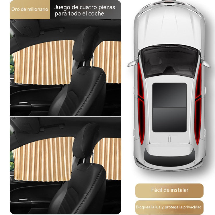 🔥【Juego de 4 piezas】 Parasol para ventanilla de coche con riel deslizante y función de aislamiento térmico.