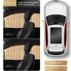 🔥【Juego de 4 piezas】 Parasol para ventanilla de coche con riel deslizante y función de aislamiento térmico.