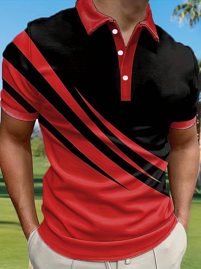 🔥🔥【Oferta por tiempo limitado】👔【S-6XL】Nueva camisa POLO de verano a rayas con estampado 3D para hombre