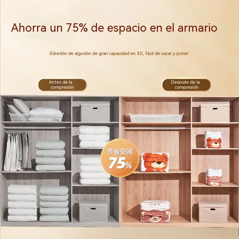 🧳【Juego de 5 piezas】💨 Bolsa de almacenamiento al vacío grande y compresible: no requiere bomba, es a prueba de fugas e ideal para ahorrar espacio en maletas y en casa ✈️